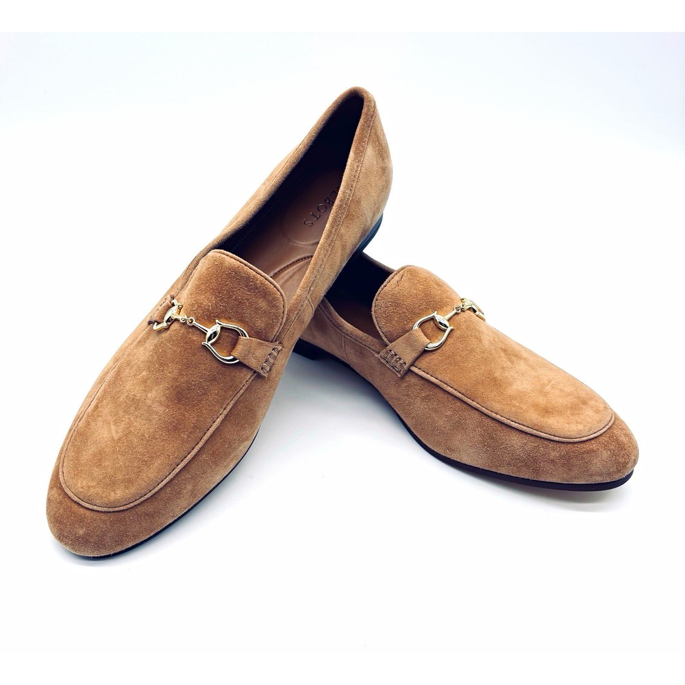 Talbots Women's Beige Suede Leather Loafer Flats Slip On Buckle US 10